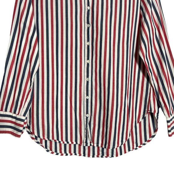 XiRENA Striped Button Down Shirt SIZE XS RED WHITE BLUE LS Top USA FLAW - Picture 11 of 14
